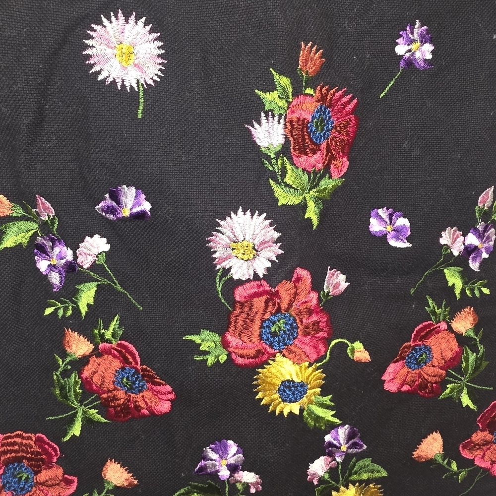 Topshop Black Skirt with Colorful Floral Embroidery - Picture 3 of 7